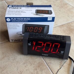 Timex Jumbo Display Dual Alarm  Radio Clock, MP3 line for your smartphone